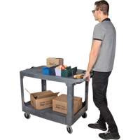 MP642 Chariot utilitaire pour l'entretien avec tablette plate, 2 tiers, 25-1/4" x 32-1/4" x 44", Capacit&eacute; 550 lb