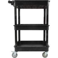 MQ184 Chariot utilitaire avec tablette &agrave; bordure profonde, 3 tiers, 19" x 39-1/2" x 28-1/4", Capacit&eacute; 330 lb