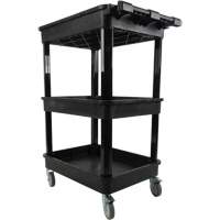 MQ184 Chariot utilitaire avec tablette &agrave; bordure profonde, 3 tiers, 19" x 39-1/2" x 28-1/4", Capacit&eacute; 330 lb