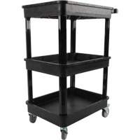 MQ184 Chariot utilitaire avec tablette &agrave; bordure profonde, 3 tiers, 19" x 39-1/2" x 28-1/4", Capacit&eacute; 330 lb