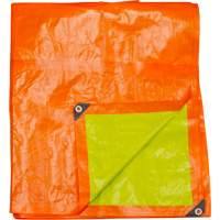 Bâche tissée robuste haute visibilité, Vert/Orange, 16' x 20' x 12 mils NAA096 | KLETON