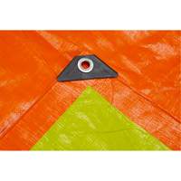 NAA096 High-Visibility Heavy-Duty Woven Tarp, Polyethylene, Green/Orange, 16' x 20' x 12 mils