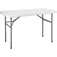 Folding Table, Rectangular, 48" L x 24" W, Polyethylene, White ON598 | KLETON