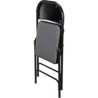 OR434 Chaise pliante de luxe en tissu rembourr&eacute;e, Acier, Gris, Capacit&eacute; 300 lb