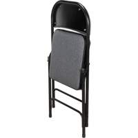 Chaise pliante de luxe en tissu rembourrée, Acier, Gris, Capacité 300 lb OR434 | KLETON
