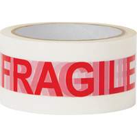 PG724 "Fragile" Box Sealing Tape, Hot Melt Adhesive, 2 mils, 48 mm (2") x 100 m (328')