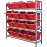 RL980 &eacute;tag&egrave;res larges avec bacs g&eacute;ants en plastique, Acier, Sans boulons, Capacit&eacute; 800 lb, 66" la x 72" h x 18" p