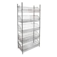 RN609 &eacute;tag&egrave;re &agrave; paniers-tablettes en treillis m&eacute;tallique, Tiers 5, 36" la x 74" h x 18" p