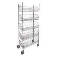 RN612 Chariot &agrave; tablette avec panier en treillis, Tiers 5, 36" la x 80" h x 18" p