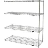RN812 Heavy-Duty Chromate Wire Shelving, Add-On Kit, 4 Tiers, 30" W x 54" H x 14" D