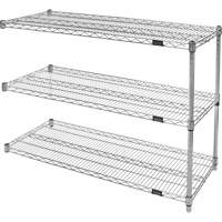 RN836 Heavy-Duty Chromate Wire Shelving, Add-On Kit, 3 Tiers, 30" W x 33" H x 14" D