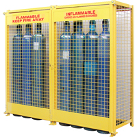 Gas Cylinder Cabinets, 20 Cylinder Capacity, 88" W x 30" D x 74" H, Yellow SAF848 | KLETON