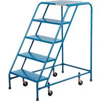 Rolling Step Ladder with Locking Step, 5 Steps, 18" Step Width, 46" Platform Height, Steel VC134 | KLETON